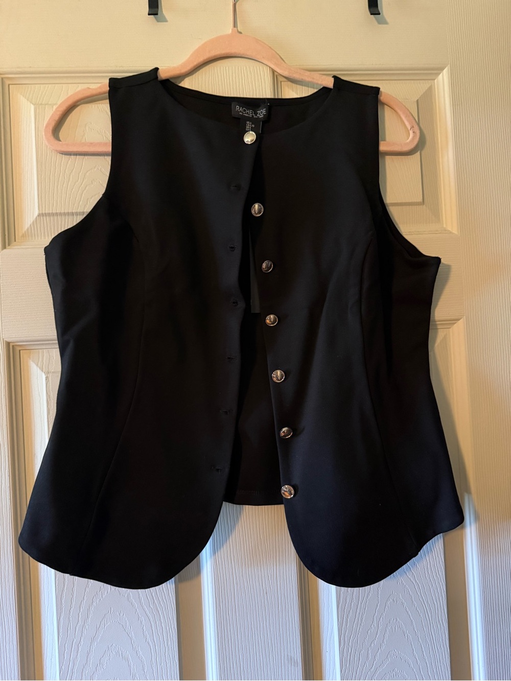 Rachel Zoe Black Vest with Silver-Tone Button
